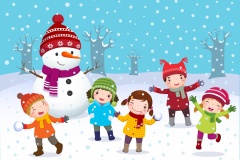 Kids playing outdoors in winter